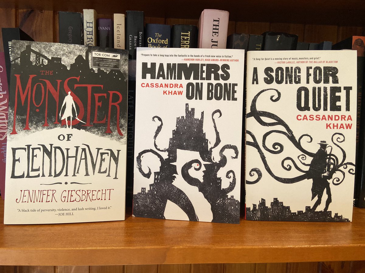 The collection grows... Here’s A Song for Quiet, another stunning @TorDotComPub book with @jeffreyalanlove cover art which I am increasingly addicted to buying, Book #2 in @casskhaw ‘s Persons Non Grata series. Loved Hammers on Bone, cannot wait to read the sequel! 🦑🕵️‍♂️👁