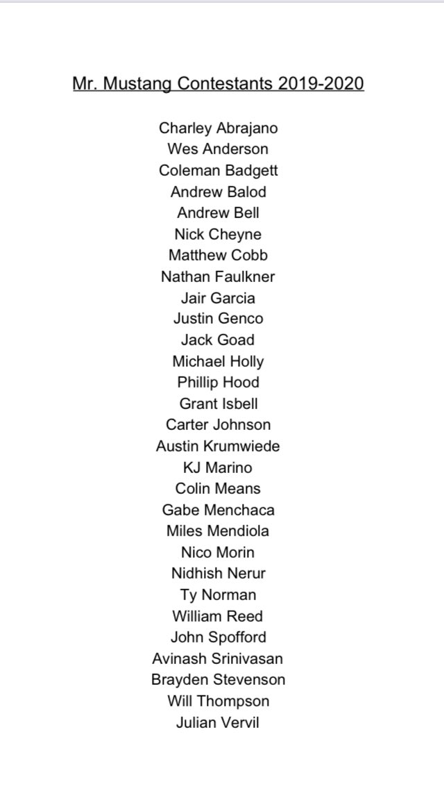 gvinestuco's tweet photo. get ready for the most dramatic Mr. Mustang of all time!! here are the contestants who will be fighting to win Grapevine High School’s heart! 🌹❤️ https://t.co/p8xgMpf6AO