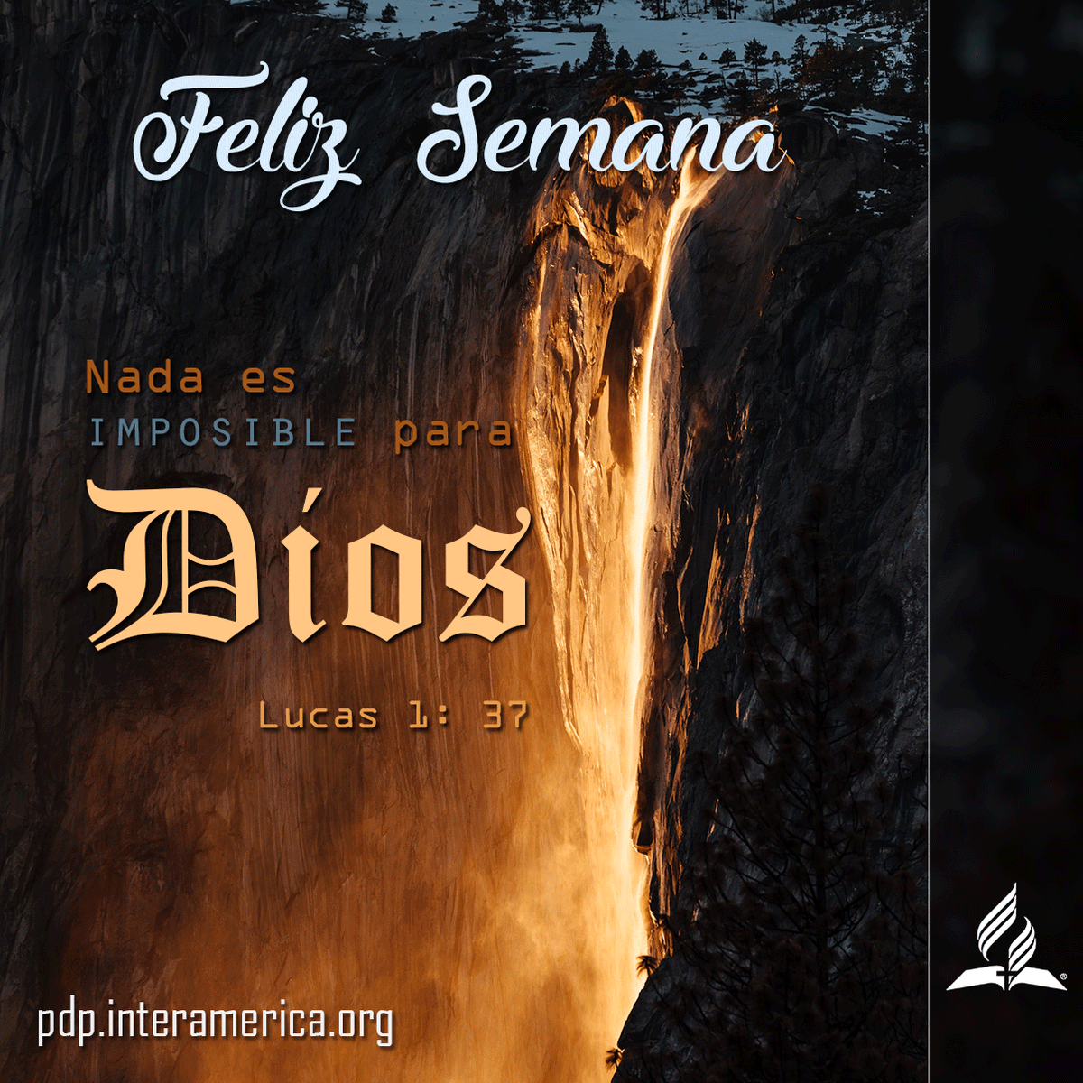 pdpinteramerica's tweet photo. A Abrahán se le preguntó: "¿Hay para Dios alguna cosa difícil?"; y por medio de Isaías, Dios proclamó: "Así será mi palabra que sale de mi boca; no volverá a mí vacía" (Isa. 55: 11).
#FelizSemana #SomosInteramerica #Dios #impossible #God #adventist #adventista #AdventistasDIA https://t.co/EdCT9urKR1