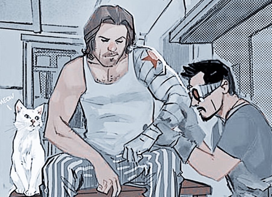 pytkisoldata's tweet image. /  nat and bucky + cats uwu