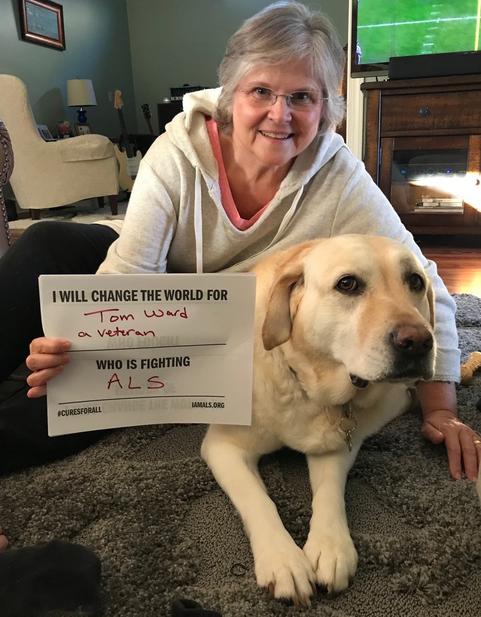 MaryHahnWard's tweet image. Tom&apos;s service dog, Maddie, &amp;amp; I, are fighting for #CuresForAll #ALS