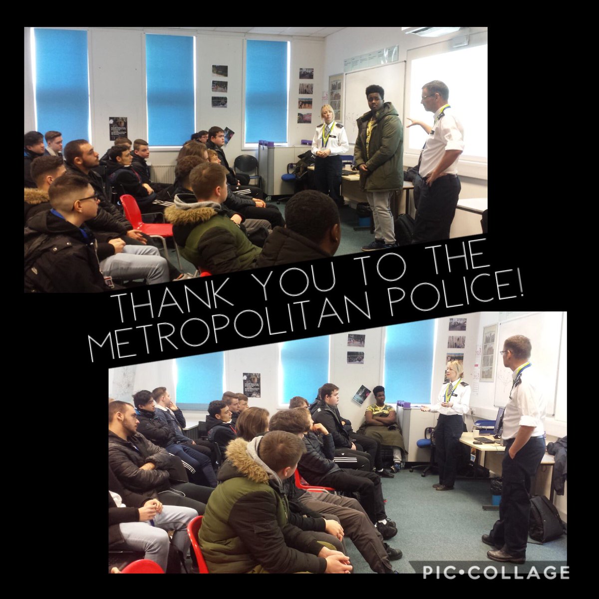 KCupdate's tweet photo. Thank you to Sergeant Graham White and PC Emily Brooker who have a presentation this week to the Active Industries students about the role of the Metropolitan Police. #employabilityweek #publicservicestudents #sportsciencestudents #careers #police @mpskingston https://t.co/oWoCWvoWih