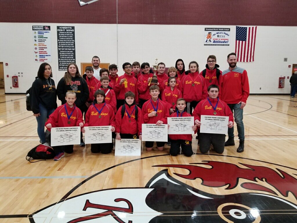 BataviaWC's tweet image. Rotolo MS Wrestlers are Conference Champs again!   Koc, Wells , Garcia, Huck, Brown and Bennett all take titles.