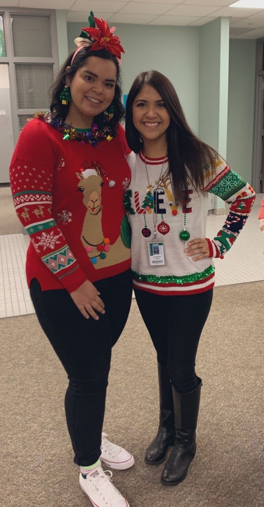 msestrada108's tweet photo. @MsCortesOKE and I really went for it on Tacky Christmas outfit day!! 🎄#GoOKEKoalas https://t.co/BZuvpLRT0M