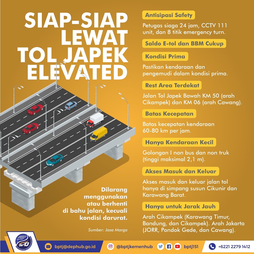 bptj151's tweet photo. #anakkota, hari ini Tol Japek Elevated mulai bisa dilalui dan untuk sementara waktu tidak dikenakan tarif. Buat #anakkota yang akan melalui tol layang terpanjang di Indonesia ini, tetap berhati-hati dan taati peraturan ya.
#BPTJ #TolJapekElevated #TolJapek #Japek https://t.co/54RtiXYKSF