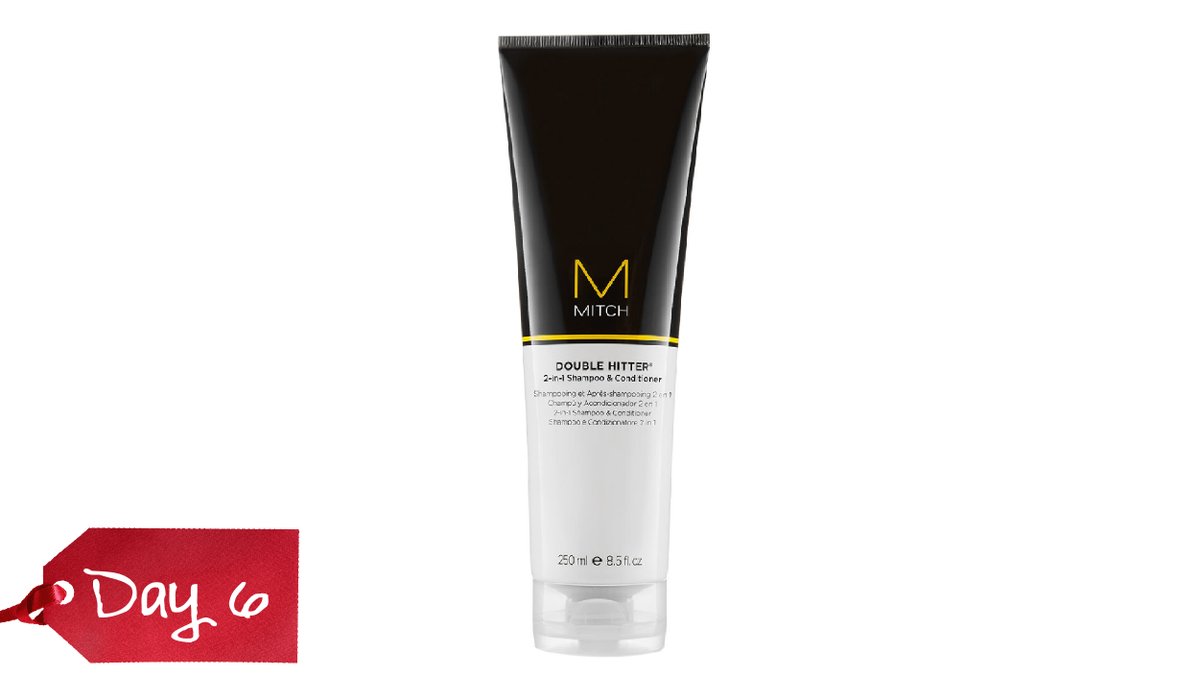 SportClips's tweet photo. On the sixth day of "Gift"mas...pick up some Double Hitter 2-in-1 Shampoo & Conditioner by Mitch by @PaulMitchellUS for you holiday travels. #MITCHman https://t.co/quZS9uy7Mx