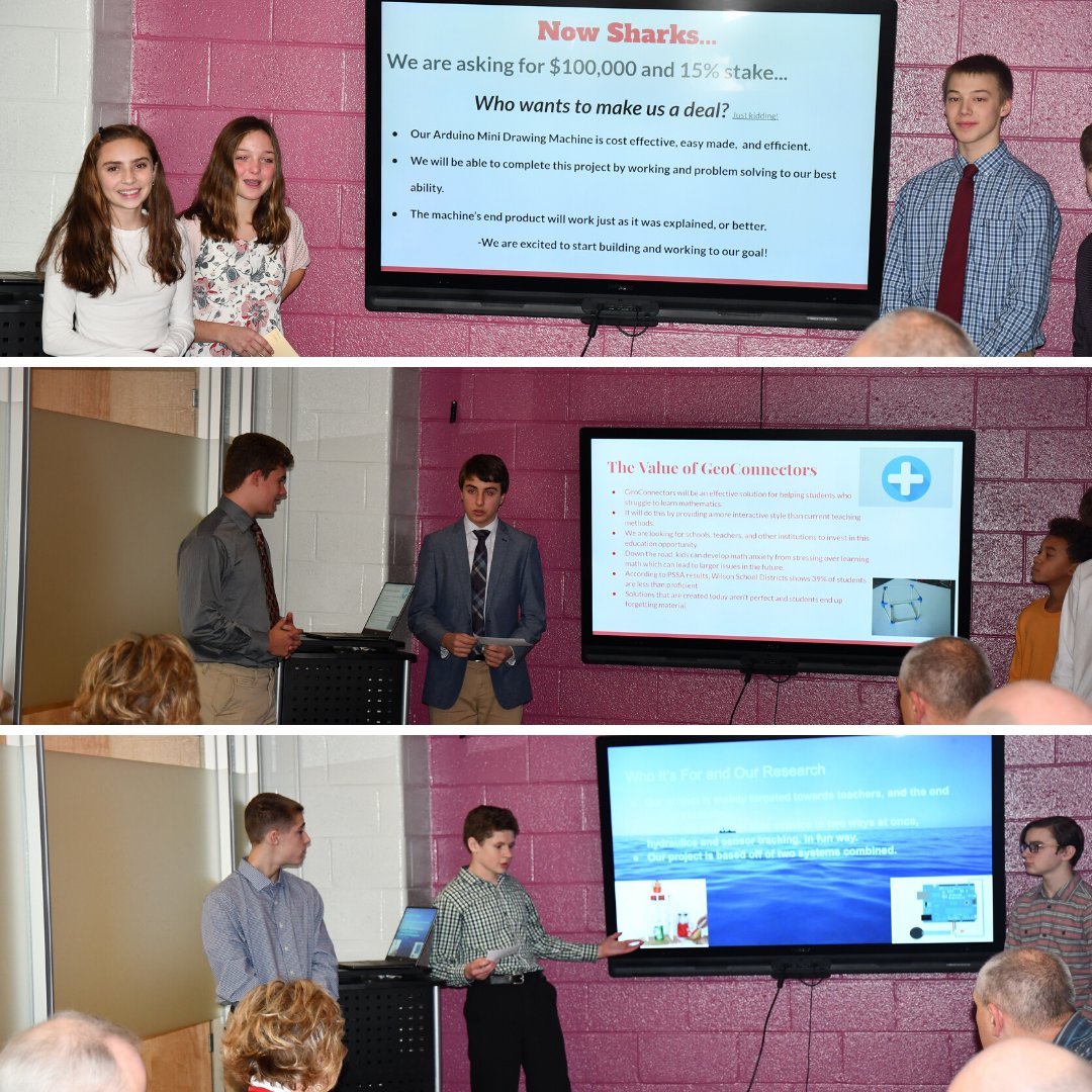We have some future entrepreneurs! Our freshman ISTEM students recently pitched their ideas for their projects to a panel of professionals working in the STEM field. The presentations modeled the show "Shark Tank." Can't wait to see their projects come to completion! #WilsonSD