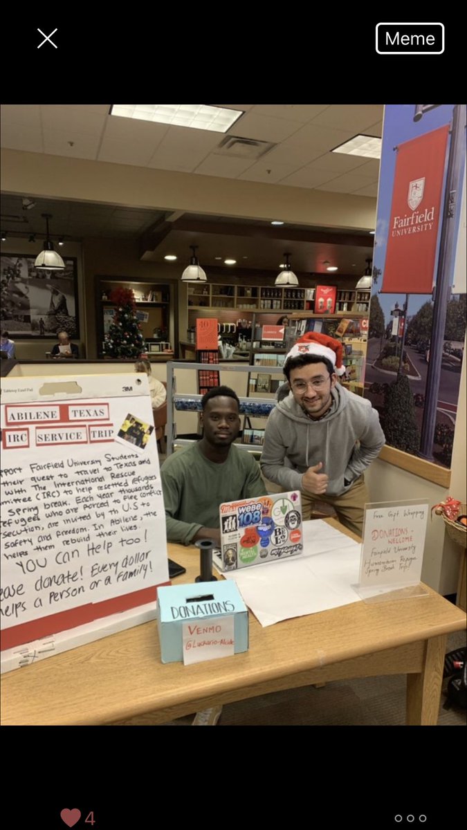 FairfieldCSI's tweet image. Students in our Humanitarian Action Club  at the downtown bookstore wrapping gifts  to raise money for the service trip to work with refugees over spring break.  Stop by, get some shopping done, and support our trip!