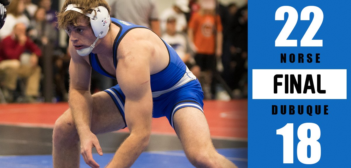 norsesports's tweet photo. Norse Wrestling defeats Dubuque today in an American Rivers Conference Dual 22-18. #gonorse #luthercollege #goblue #TLAN https://t.co/NPLxVPz4uZ