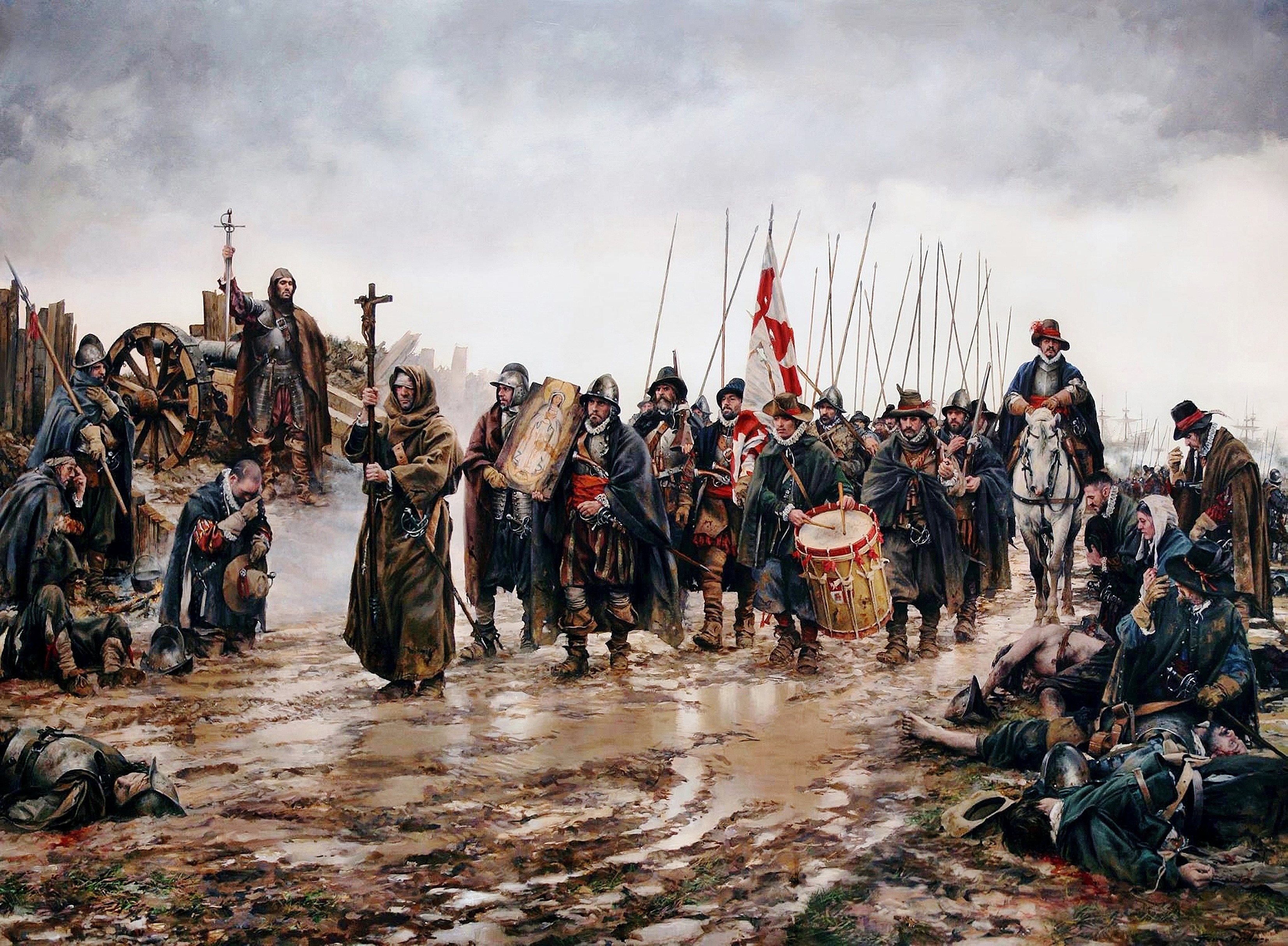 تويتر \ Celestial Sentinel على تويتر: "Historical art of Augusto Ferrer-Dalmau. Pedro II de Aragón before the Battle of Las Navas de Tolosa, 16 July 1212; Knights of the Order of Santiago