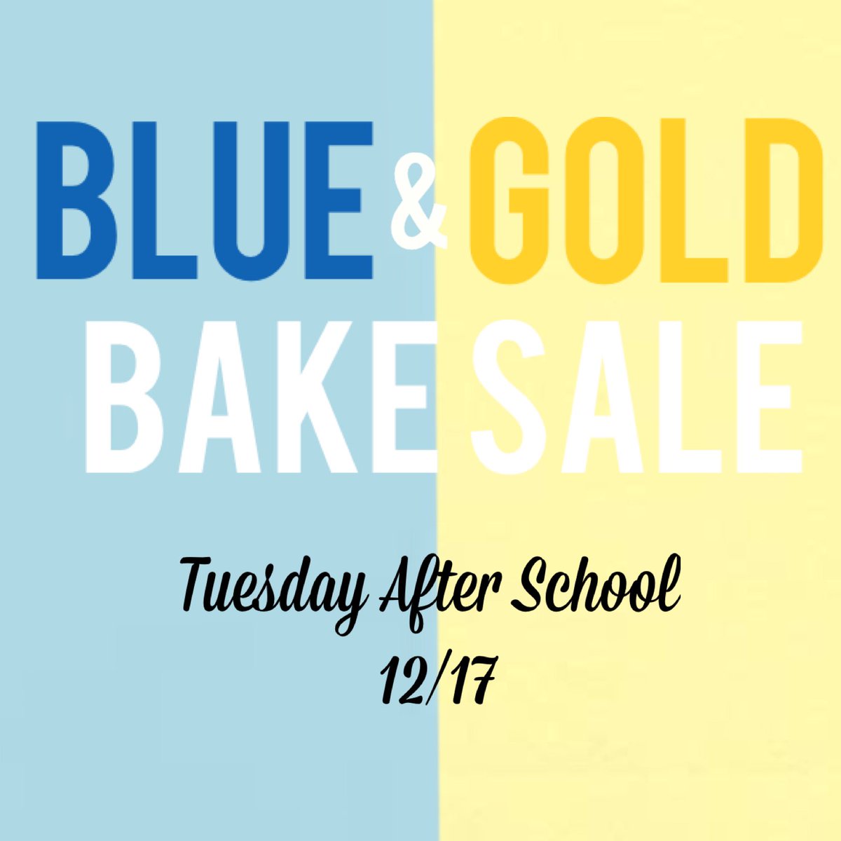 Blue and Gold Bake Sale on Tuesday after school! 💙💛 
Both parties support each other no matter what!
#PresidentofPequannock2019