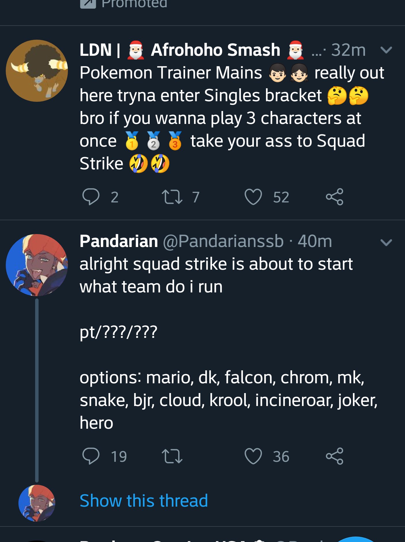 Afrohoho Smash Pokemon Trainer Mains Really Out Here Tryna Enter Singles Bracket Bro If You Wanna Play 3 Characters At Once Take Your Ass To Squad Strike Twitter