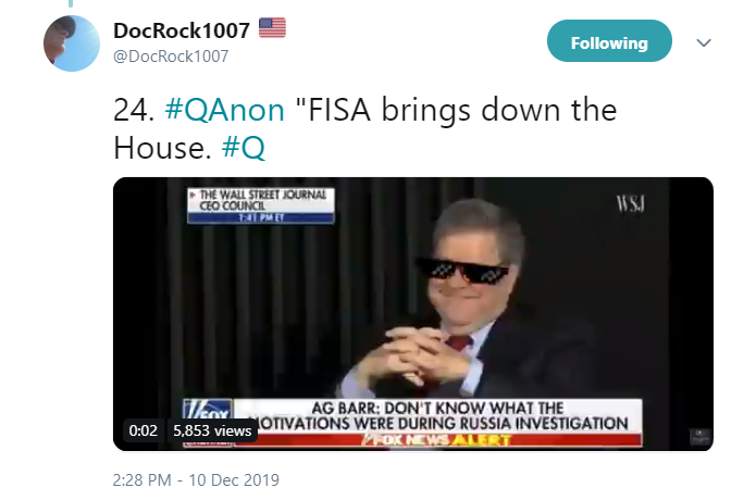 39)  @DocRock1007 was Q'd for this tweet.  https://twitter.com/DocRock1007/status/1204513241507999745