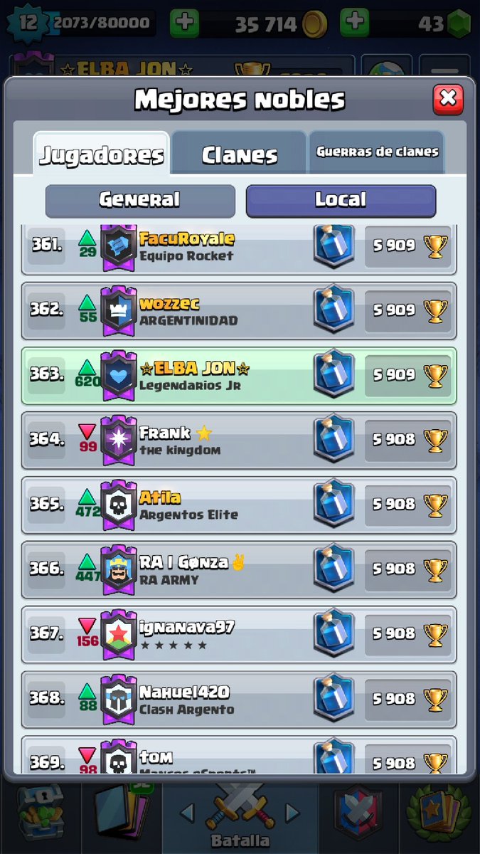 Gracias a todo el clan de <a href="/LegendariosJrCR/">Legendarios Jr</a> y en especial a mi amigo <a href="/Tute7_CR/">Lucky Shots.</a> por ayudarme esta temporada a motivarme y empezar a subir copas aca dejo unas foto,a pesar de no ser maxeado estoy top local de argentina