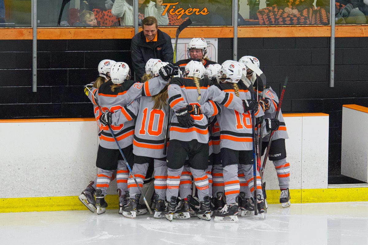 My caption for this photo: <a href="/livhelleson/">Liv Helleson</a> thinking - "Did <a href="/graceauge/">Grace Augello</a> actually say that?" Tigers before the start of the 3rd against Burnsville. <a href="/FHSghockey_/">FHS Girls Hockey</a>