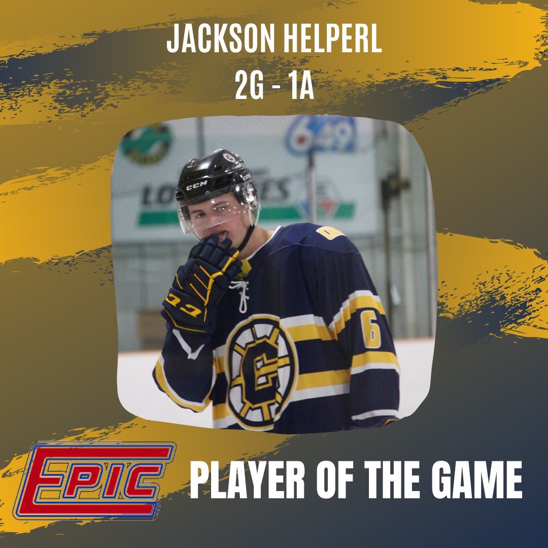His FIRST TWO CAREER PJHL goals and an assist gets Jackson Helperl the EPIC Player of the Game in tonights 8-2W over the Regina Silver Foxes.