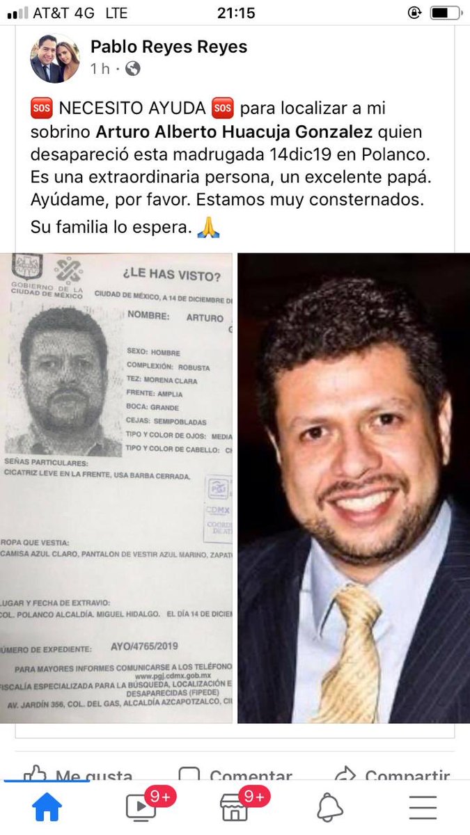 Ayuda para localizar a #ArturoAlbertoHuacujaGonzalez