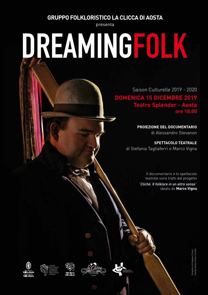 NathaliePersod's tweet photo. #OGGI, alle ore 18.00, presso il #TeatroSplendor di Aosta approda #DreamingFolk.
Un #documentario e uno #spettacolo teatrale che uniscono #folklore e #disabilitàvisiva.
Ingresso libero, sino a esaurimento posti.
Info e prenotazioni: 346 6602434 @LaClicca https://t.co/JmX7uVUAku