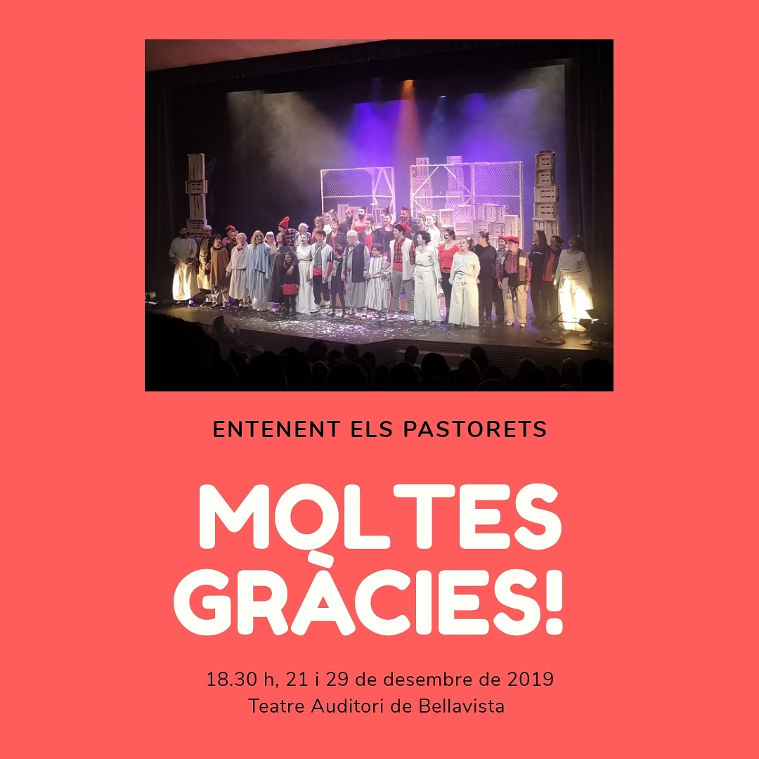Moltes gràcies a tots els que heu vingut a gaudir amb nosaltres dels nostres Pastorets. Hem treballat de valent perquè els gaudiu tant com nosaltres a dalt de l'escenari.

Al gener comencem a treballar. Seguiu-nos per més info!

Bon any 2020 ple de felicitat, salud i cultura!