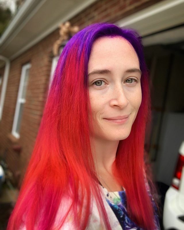 Kayla_Kirsch's tweet photo. My husband did my hair and I love it!!!! First time deviating from my stylists original look. It needs tweaking but I’m definitely into it. #creativecolor #sunset #sunsethair #purpleandpink https://t.co/AT9aSSzWkM https://t.co/GI2FyhHYjv