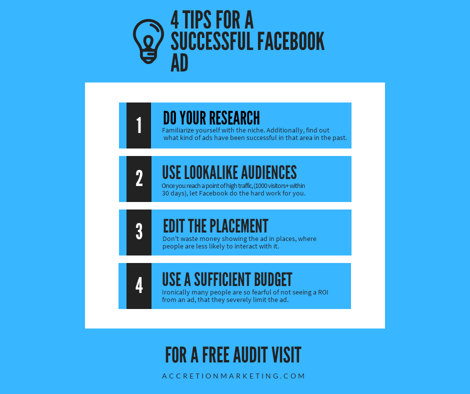 AccretionMktg's tweet photo. Small changes can make a big difference, when it comes to Facebook Advertising. Here are four useful tips. #accretionmarketing https://t.co/Lek2Muf4Ny