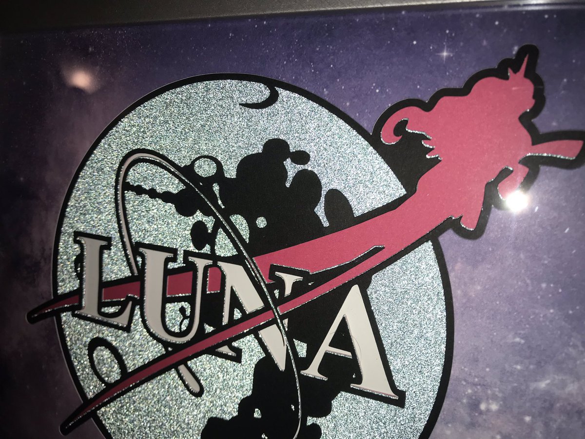 SamohtLion's tweet photo. Luna @NASA logo for @BABSCon sold @CosmicKeyframe table #Space @StTabitha https://t.co/XTdxepFllQ