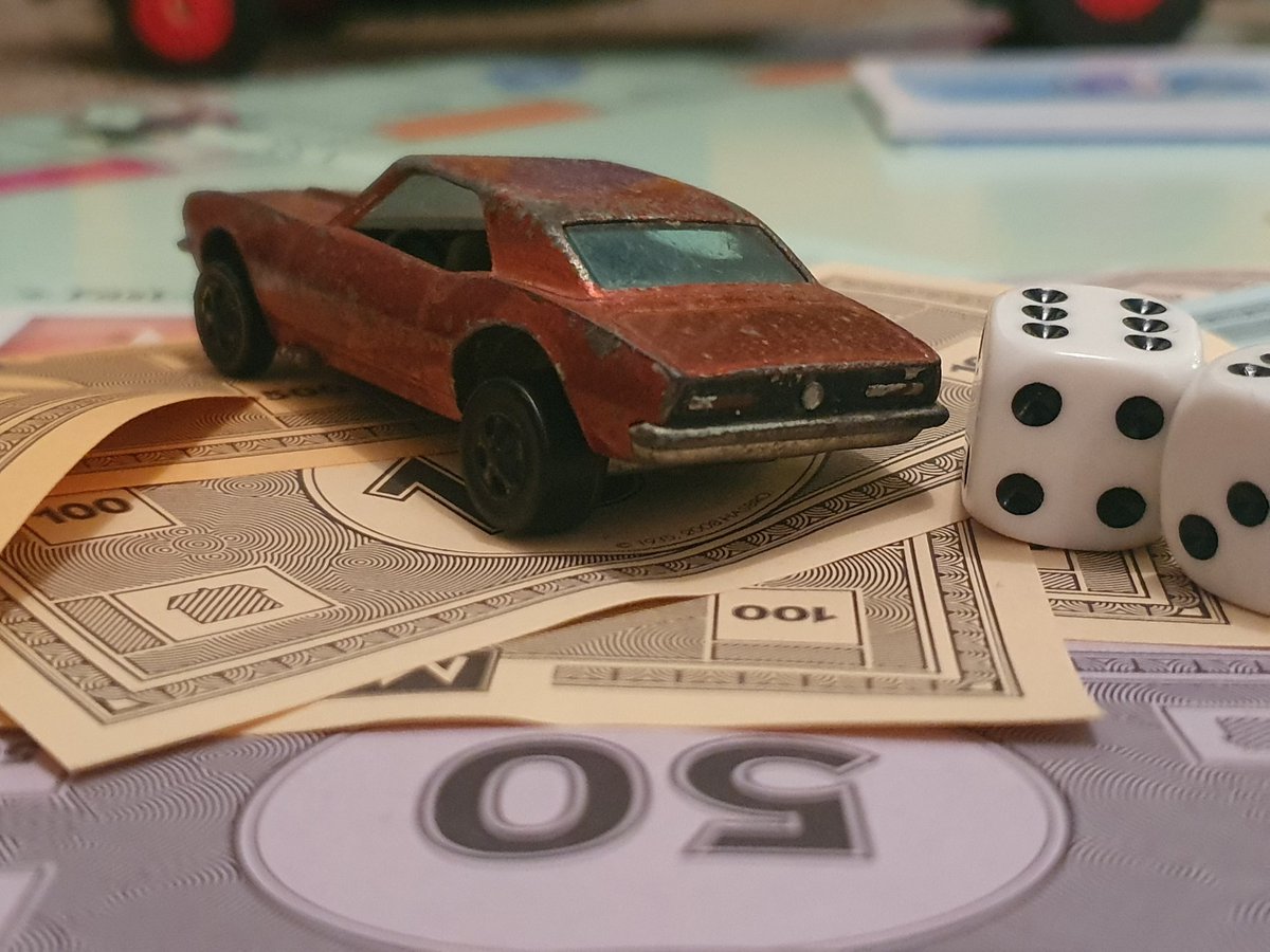 WeLoveDiecast's tweet photo. A 1967 Hot Wheels Redline #hongkong Custom Camaro causing havoc at the family monopoly game.. need to find a spare wheel for this beauty. #WeLoveDiecast #Diecast #hotwheels #redline #vintagehotwheels #customcamaro #Monopoly #hk https://t.co/Q0u3lrucMC