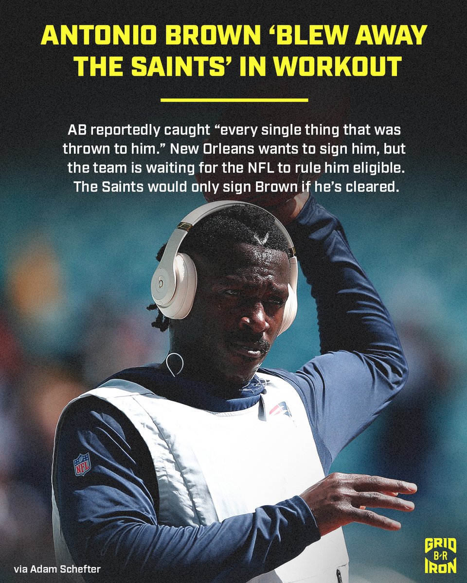 BleacherReport's tweet photo. Saints reportedly want to sign AB 👀 @brgridiron https://t.co/v7EPODh6im
