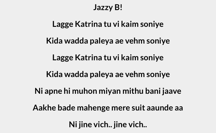 KatReferences's tweet photo. Katrina Kaif mentioned in a Punjabi Song “Mitran De Boot” (2014) 
Link: https://t.co/apXudKX649
#KatrinaKaif #MitranDeBoot #JazzyB #DrZeus #KaurB #SurveenChawla https://t.co/naoQEn4GyC