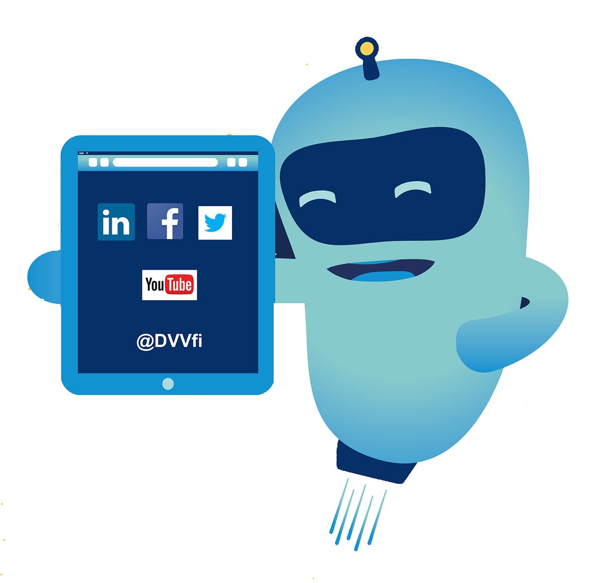 Jännitys tiivistyy! Vain kaksi päivää siihen, että Digi- ja väestötietovirasto aloittaa 1.1.2020! Virasto syntyy, kun Väestörekisterikeskus ja maistraatit yhdistyvät. Löydät meidät Twitterin ja Facebookin (<a href="/DVVfi/">Digi- ja väestötietovirasto</a> ) lisäksi myös Youtubesta ja Linkedinistä.