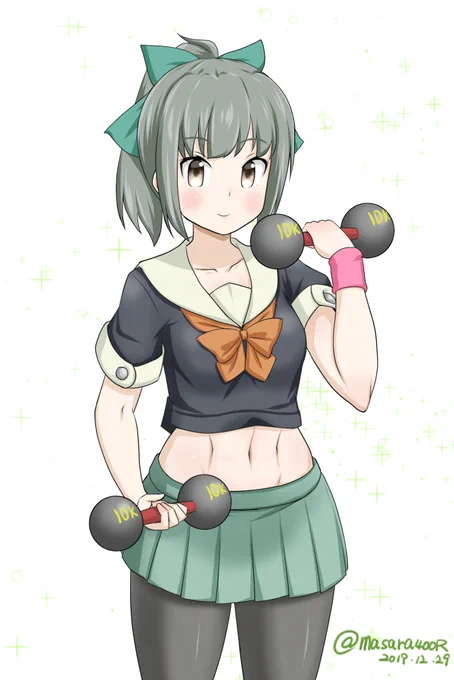 #艦これ版深夜の真剣お絵描き60分一本勝負
#艦これ版真剣お絵描き60分一本勝負_20191229
#夕張
お腹が強いバリィさん 