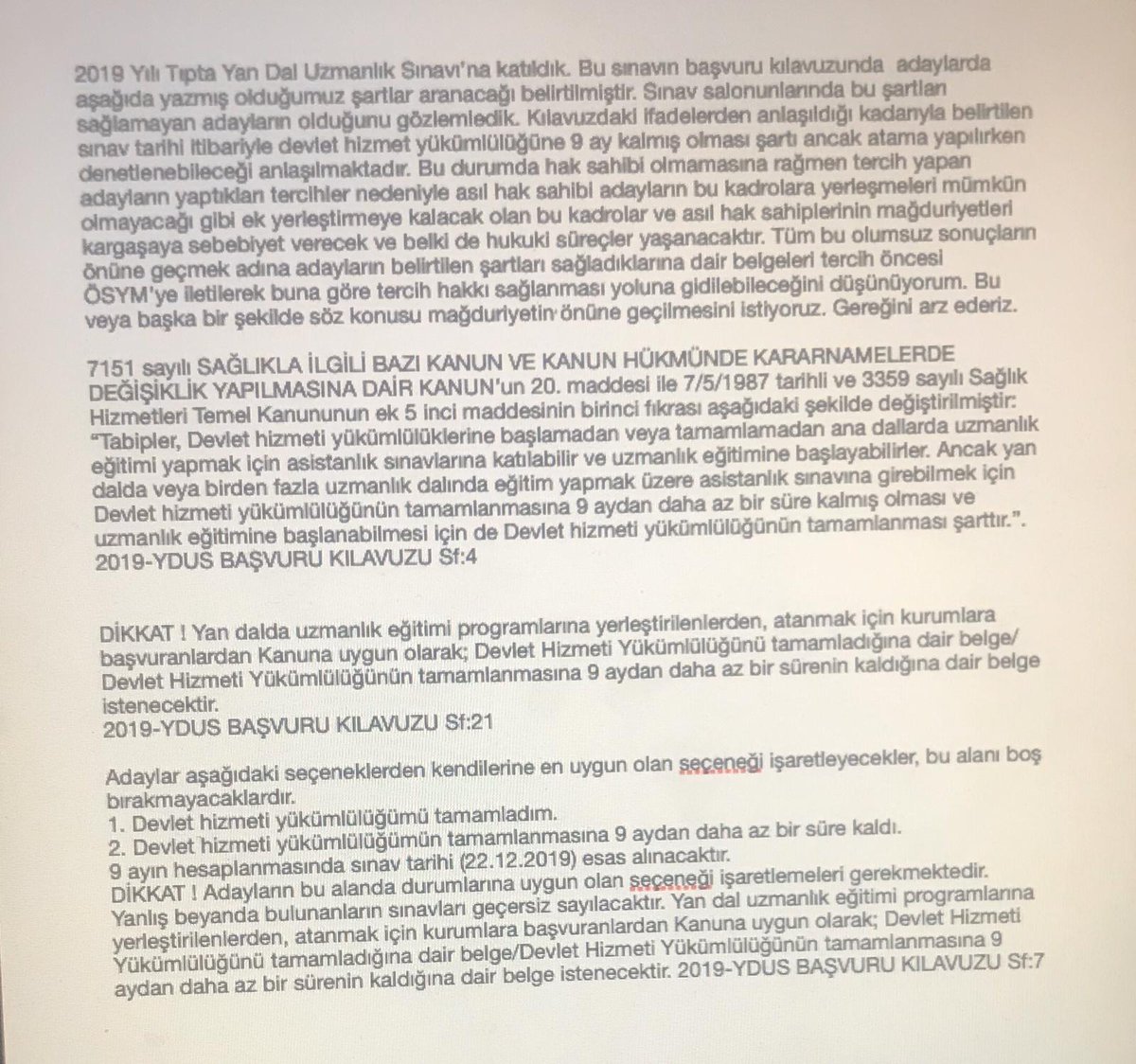 Haksizlik istemiyoruz #ydus2019 <a href="/halis_aygun/">Prof.Dr.Halis AYGÜN🇹🇷</a> <a href="/saglikbakanligi/">T.C. Sağlık Bakanlığı</a> <a href="/OSYMbaskanligi/">ÖSYM</a>