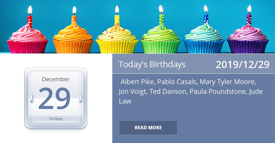 Famous Birthdays for Dec 29, 2019 => See more: dailyhoroscopes.net/leo.html #HappyBirthday