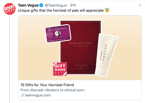 ayfernyc's tweet photo. Teen Vogue has "ethical" porn.  I don't even want to know if they're joking for clickbait.  Let parents figure it out.  I'm just posting this as a keepsake.  #hypersexualized https://t.co/UtGF2KT4Dy