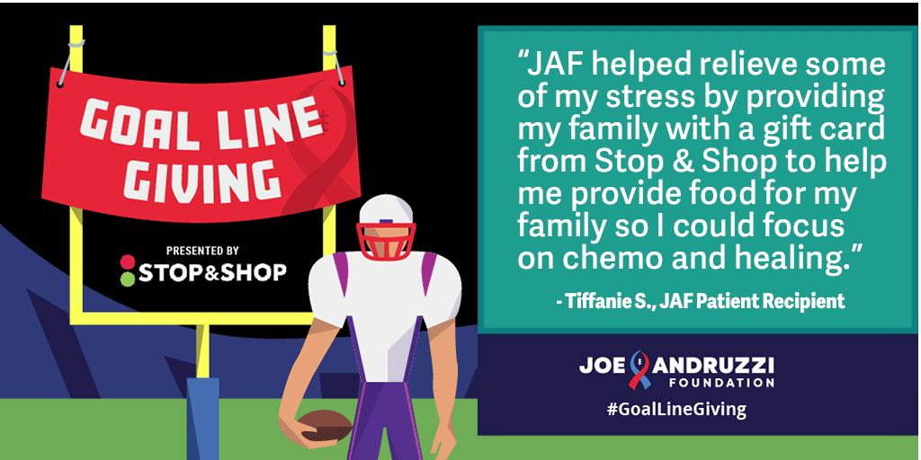 joeandruzzifndn's tweet photo. The #GoPats and #FinsUp are tied 10-10 at the half.
Thanks to @StopandShop and the #GoalLineGiving program, that means $1,000 will be donated to help local cancer patients like Tiffanie have access to fresh, healthy meals during treatment.
https://t.co/vcTtHZdHhc https://t.co/bASHQ7CERr