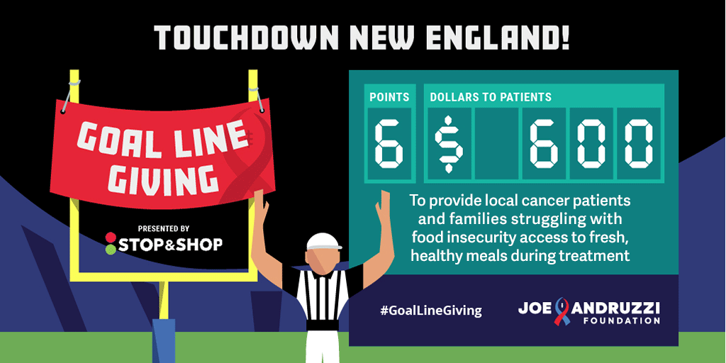 joeandruzzifndn's tweet photo. Touchdown #GoPats! @Roberts_52!!!!
Thanks to that score, @StopandShop will donate $600 to JAF so that New England cancer patients can afford healthy food during treatment!
#GoalLineGiving
#MIAvsNE https://t.co/X7zEVoB3PQ