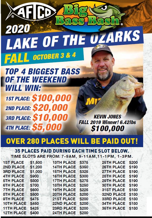 Big Bass Bash - Lake of the Ozarks - October 3 & 4, 2020
BigBassBash.com #Missouri #Aftco #lakeoftheozarks
#bassfishing