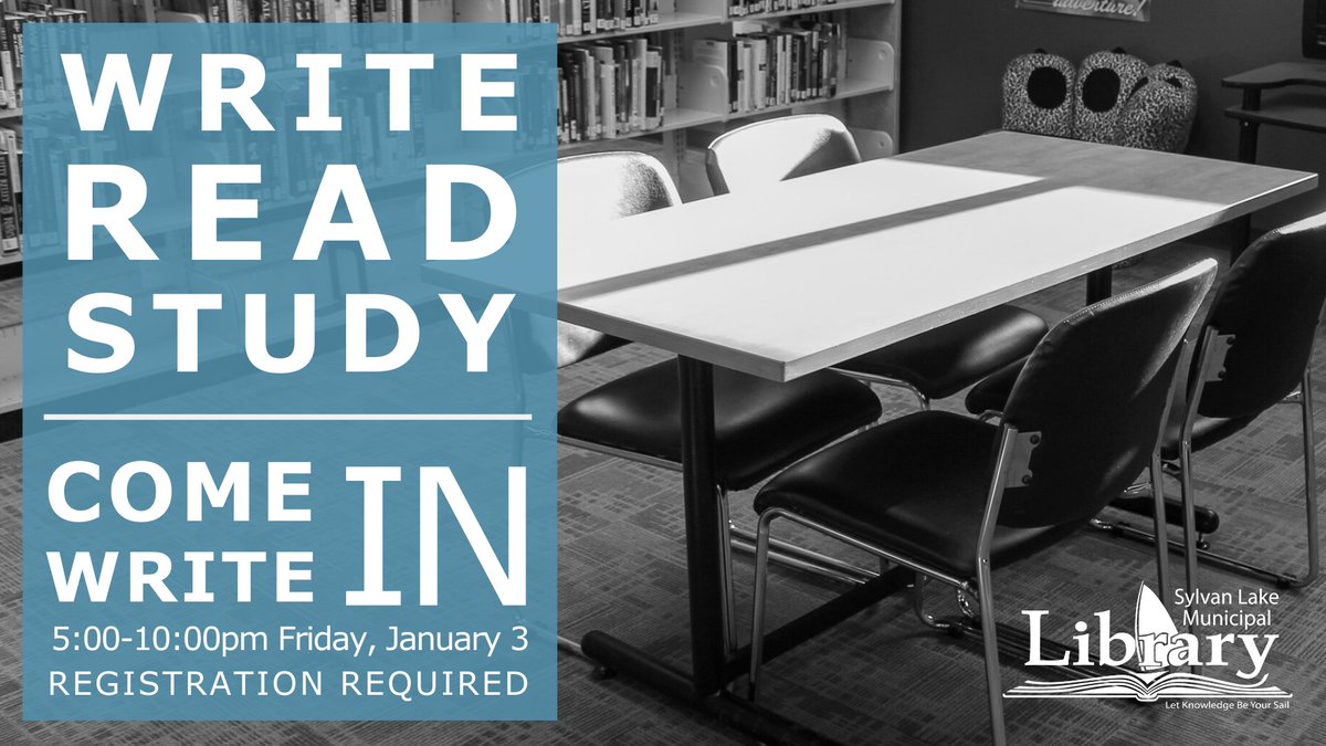 SylvanLib's tweet photo. Is #Procrastination your middle name? Maybe you just need some time in a quiet space to get things done. #ComeWriteIn to the library: we’re open after hours to registered participants on Friday, January 3. Ages 16+ #ProcrastinationSolution #SylvanLake #LibraryLife https://t.co/OXzKjs1rd1