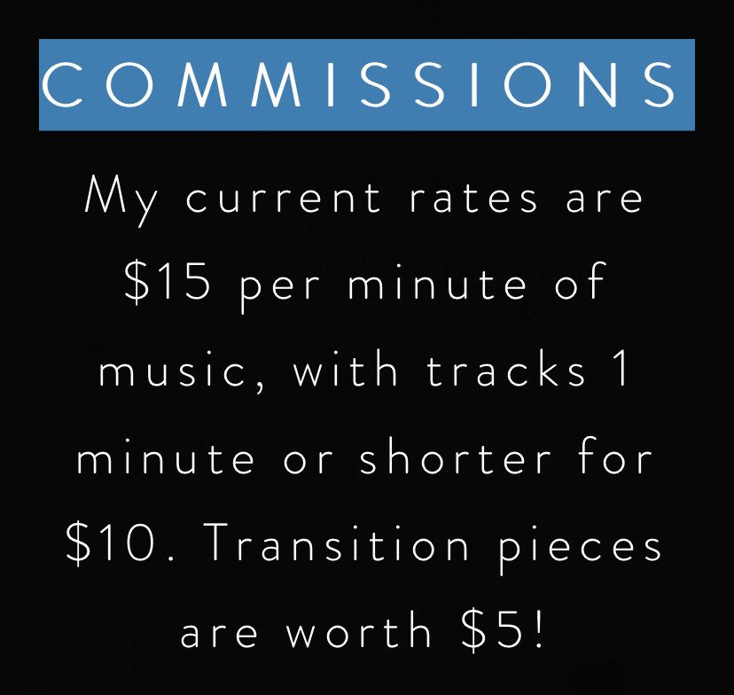 BennyIsConfused's tweet photo. Did a small website facelift and included my rates for music commissions! Check out https://t.co/8hEnSmr7iG for all the details! https://t.co/AJYIszw4je