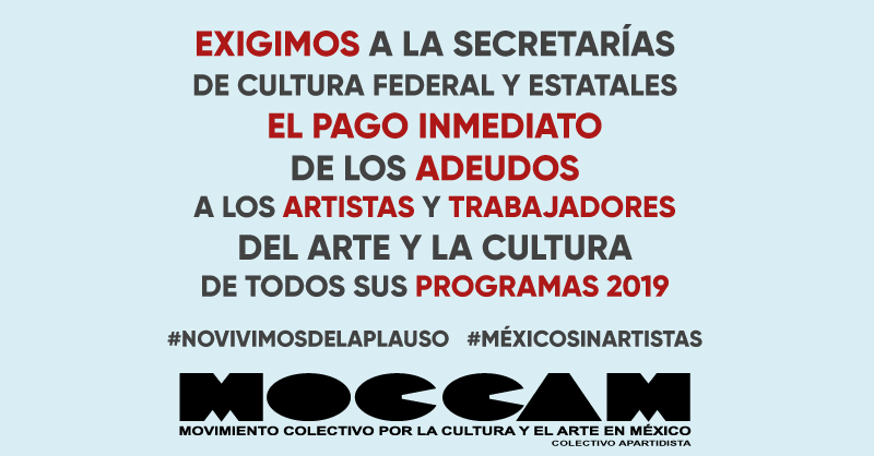MOCCAMEXICO's tweet photo. @cultura_mx @lopezobrador_ @Hacienda_Mexico
#NoVivimosDelAplauso
#ConTratoDigno
#YaPagame
#HastaQueLaDignidadSeHagaCostumbre
#MexicoSinArtistas https://t.co/FBPmFGTPU6