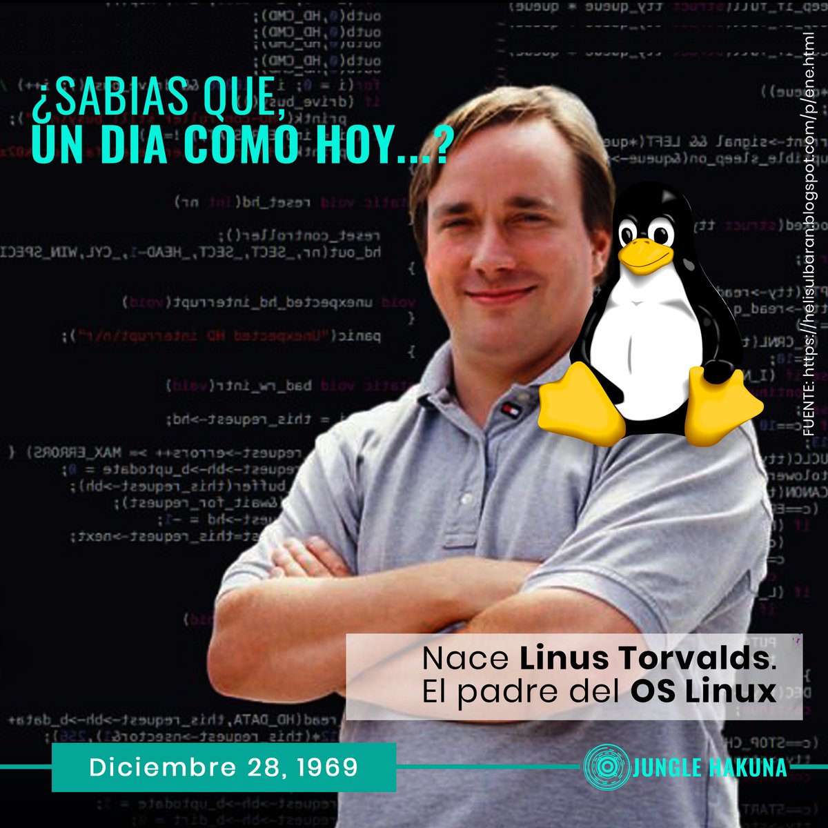 junglehakuna's tweet photo. En un día como hoy... #linustorvalds #oslinux https://t.co/0pI92Dconc