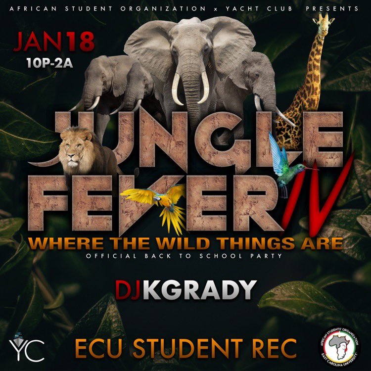 __Sharnell's tweet image. CALLING ALL CAPRICORNS TO THE JUNGLE🗣🗣🗣🗣 

WE GETTING ACTIVE JANUARY 18th ✅ 

TIME: 10pm-2am

@DJKGRADY_JC SWINGING THRU WITH THE TUNES🎧

Come Jumanji in the jungle with @YachtClubECU &amp;amp; @ECU_ASO 🦁🐒

#ecu20 #ecu21 #ecu22 #ecu23 #MyBirthdayWeekend
#CapricornSZN♑️