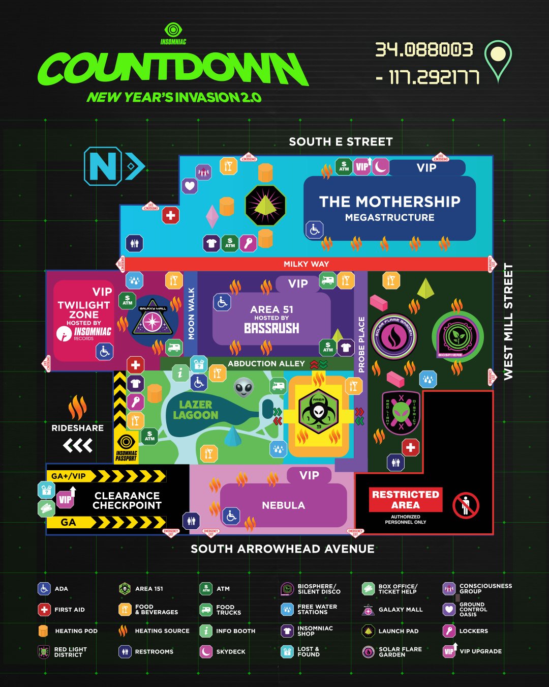 2019 Countdown NYE venue map