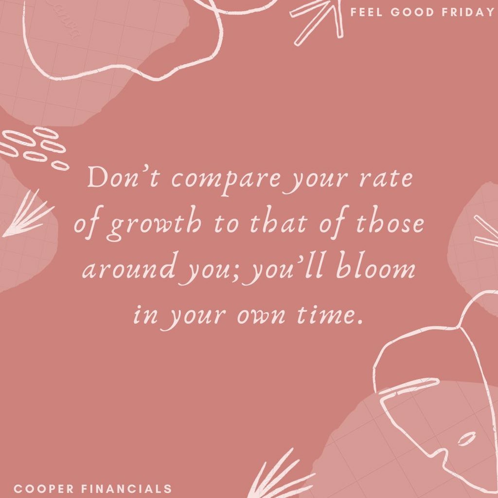 cooper_finance's tweet photo. Just because someone’s successes are amazing, doesn’t mean yours aren’t. Their successes are theirs, yours are yours. You both took your own paths, made your own sacrifices and dealt with your own highs and lows in life. Different doesn’t always equal to wrong. #FeelGoodFriday https://t.co/UZioyla8ma
