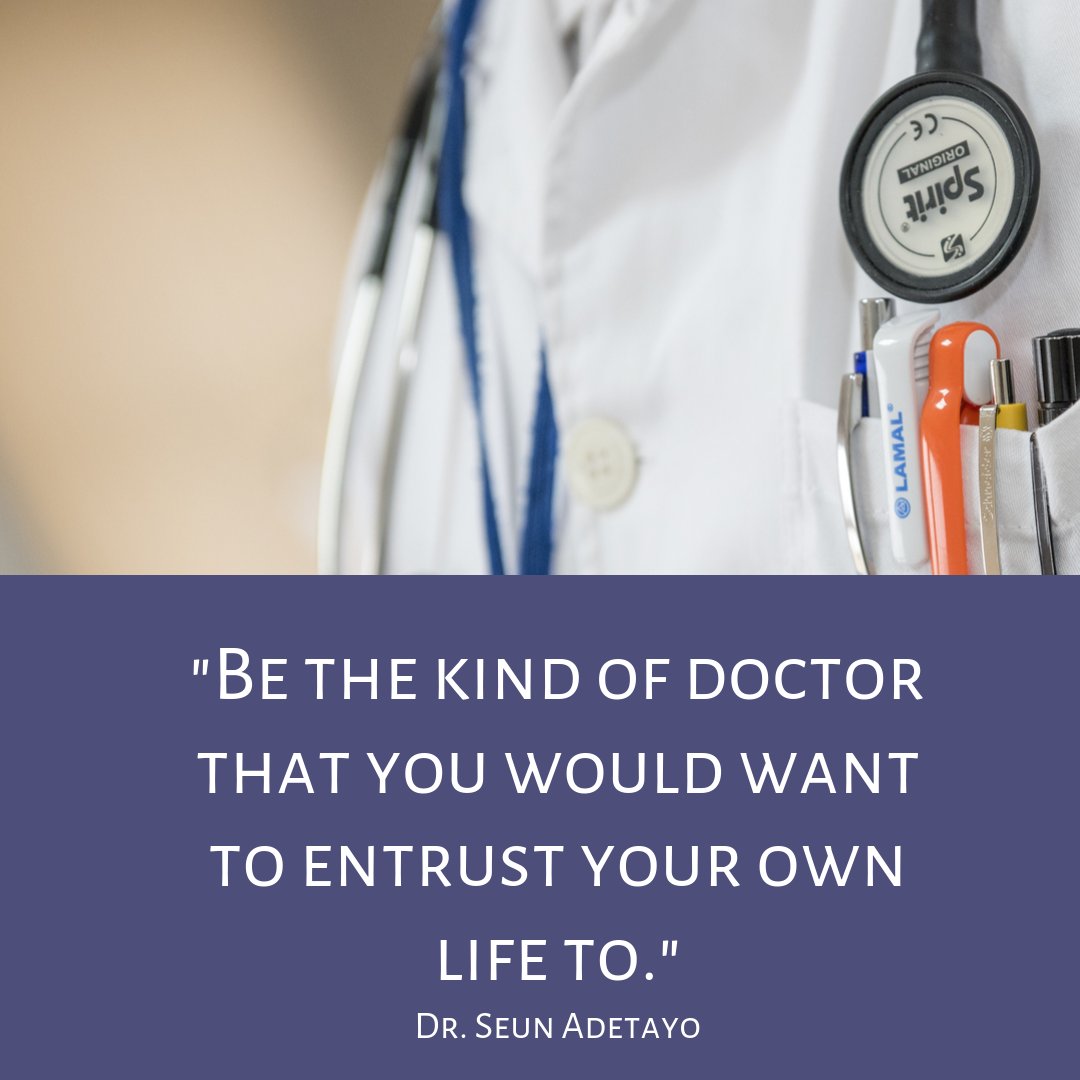 Words I repeat to myself and my mentees. Being trusted with someone's life as their doctor is big responsibility and also a huge honor! #pediatricsurgeon #adetayomd #femalesurgeon