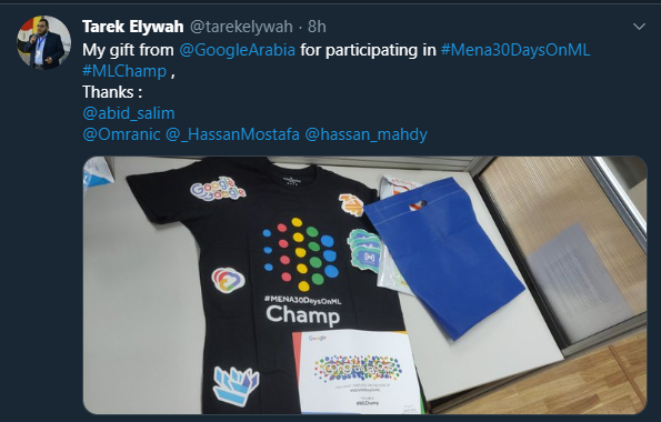 GCDCEgypt's tweet photo. Congratulations to #MENA30DaysOnML winners from #Egypt. Enjoy your cool gift 👏

We still have more 4 days, join the winners and register: https://t.co/s5YlXusBWJ 

@tarekely @mus_gamal_739 @NaderIsmaiel @_HassanMostafa https://t.co/uVUrltUDRP