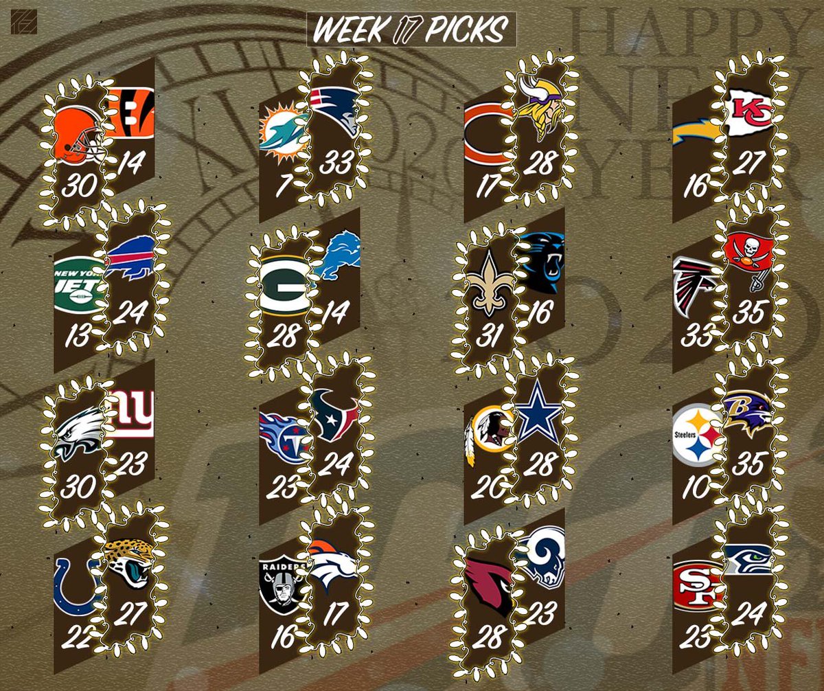ZCarlyle's tweet photo. #Week17Picks #HappyHolidays #HappyNewYear https://t.co/cJSx4l1ZSv