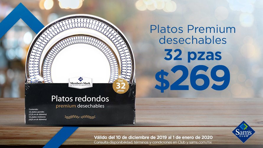 Platos Reutilizables Member's Mark Premium 32 pzas a precio de socio