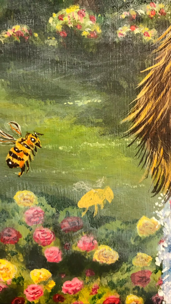 CreatrixRealms's tweet photo. The smallest brush is being used for these little bees 🐝❤️ #bee #savethebees #beeart #queenbee #honeybee #fantasyart #create #wip #story #imagine  https://t.co/ge7qTbkElN https://t.co/cpHUQwR4E0