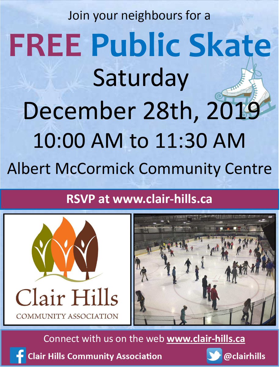 ClairHills's tweet photo. Come join your fellow Clair Hills residents for a free skate tomorrow morning; Hope to see you there! https://t.co/dCSQMEtYGT
